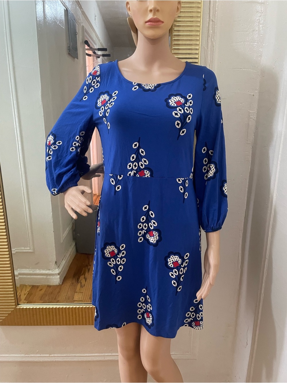 Boden Blue Floral Long-Sleeve Dress - Picture 4 of 14